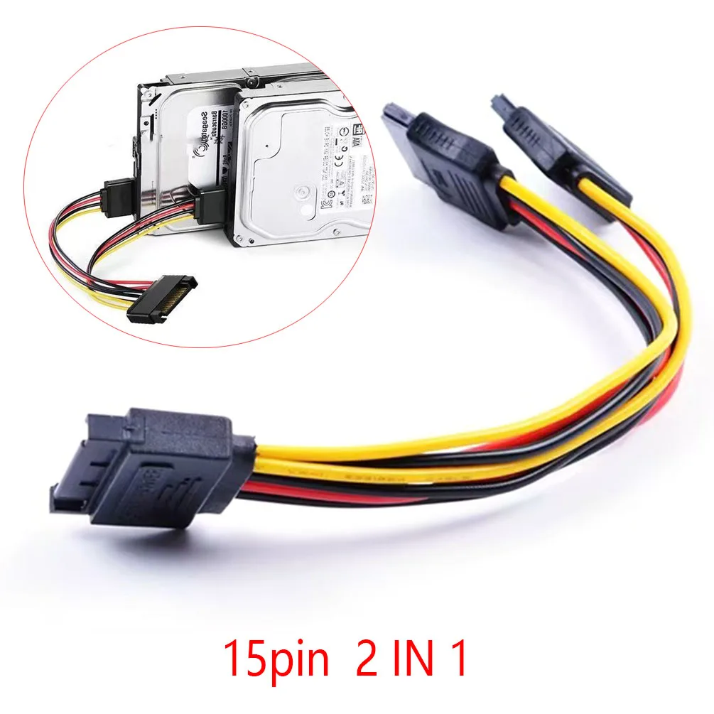 

SATA II Hard Disk Powe 15Pin SATA Male To 2 Female 15Pin Power HDD Splitter High Quality Y 1 To 2 Extension Cable 20CM
