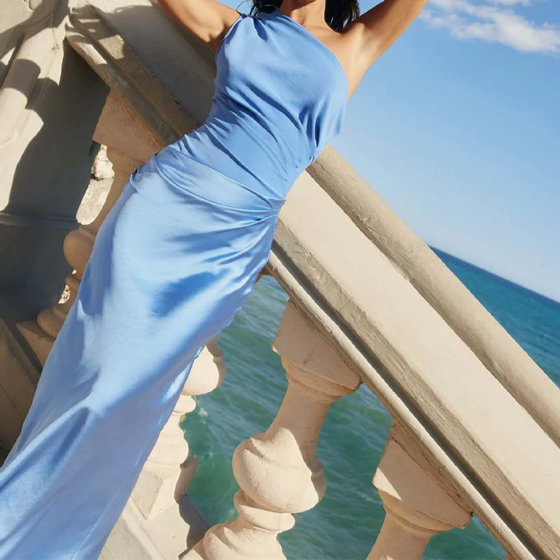 SMVP 2025 Primavera Estate Donne Eleganti Colletto Sciarpa Abiti Moda Sexy Stampa Sottile Senza Maniche Cami Chic Abiti Lunghi da Donna