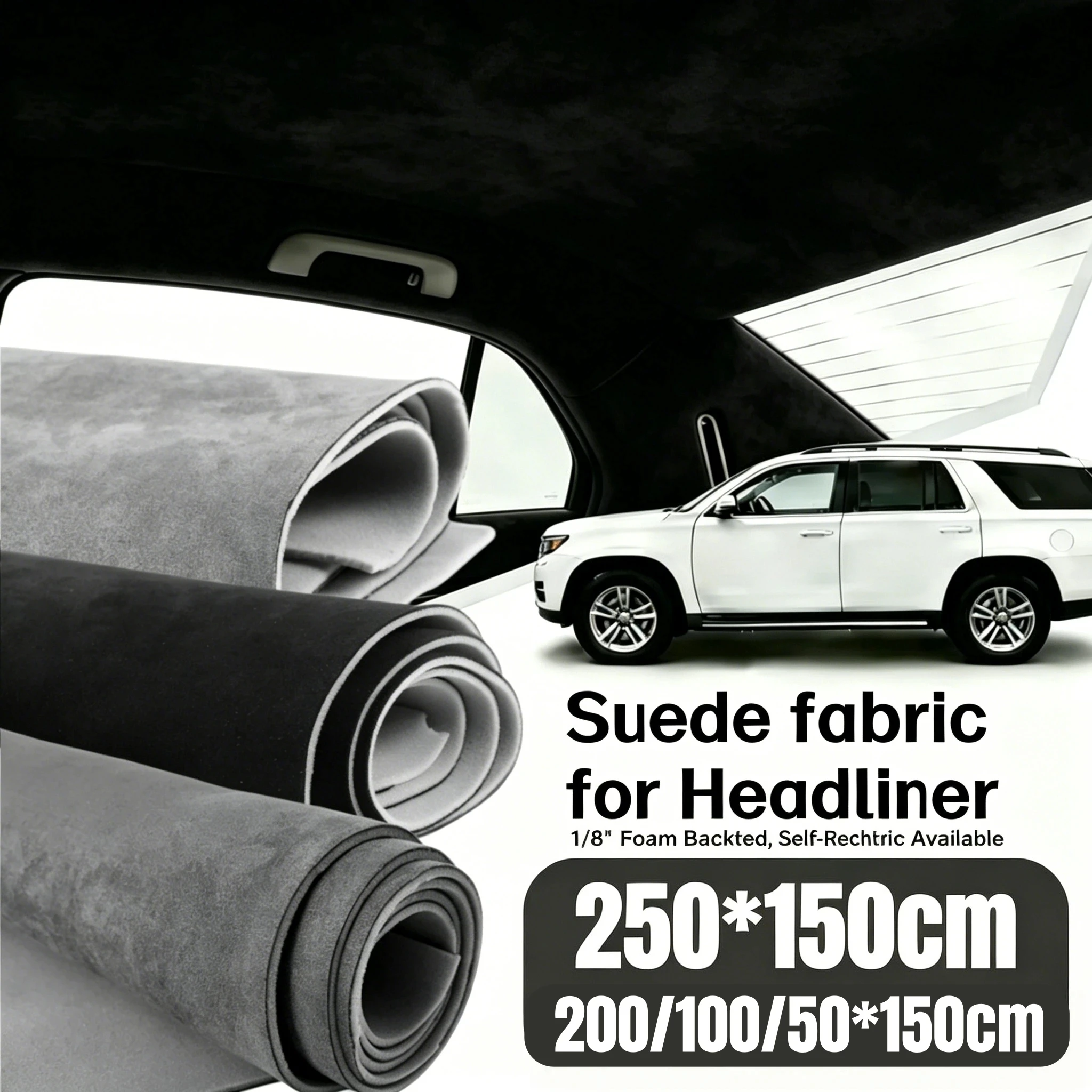 

Suede Headliner Material Foam Backing, Car Roof Liner Fabric, Auto Ceiling Upholstery Repair Cloth for DIY Craft Lining & Sewing