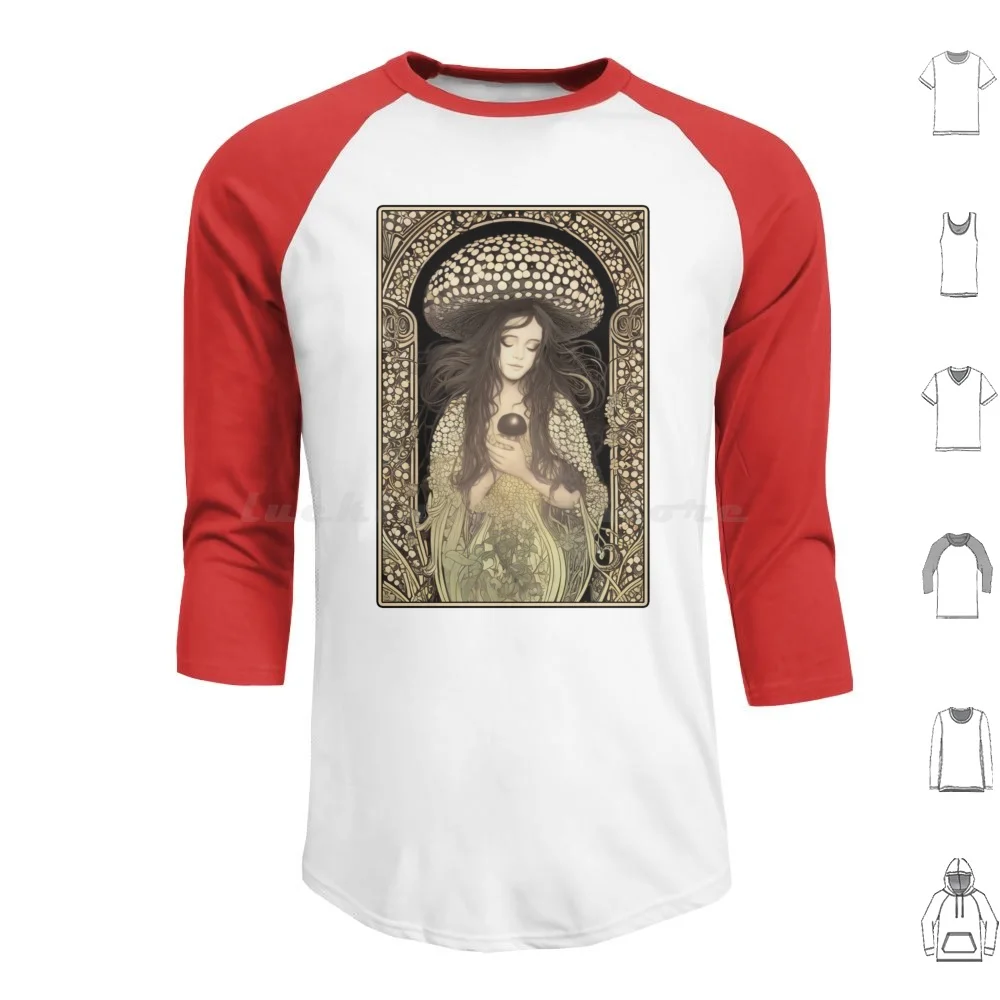 Art Nouveau Mother Nature Mushroom Goddess Hoodie Cotton Long Sleeve Mushroom Magic Mushroom Fungi Shrooms Psychedelic