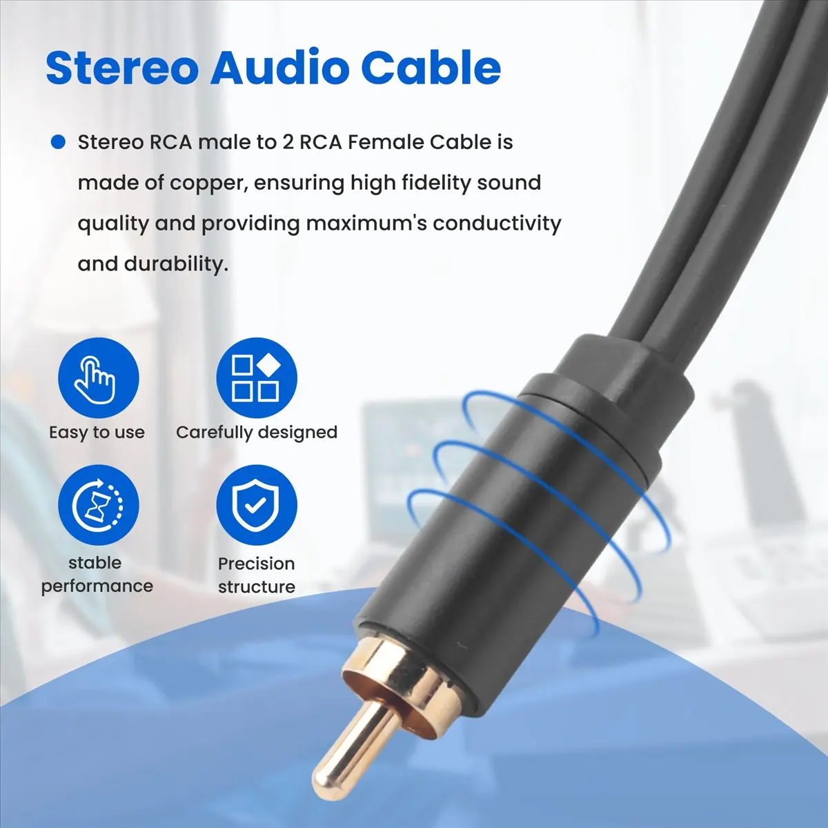 【CYBER MONDAY】 Male Cable to Female Audio Cable 2 Male Splitter Aux Cable for TV PC DVD Speaker Audio Amplifiers Subwoofer