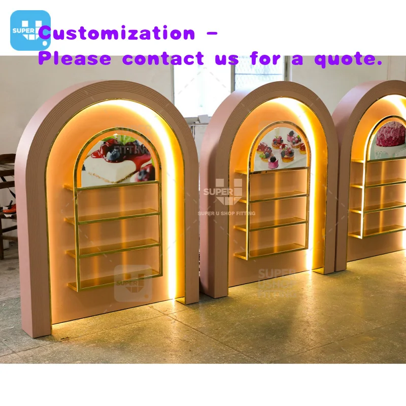 

custom.Custom Sweets Cafe Shop Decoration Wooden Milk Tea Shop Display Rack Stainless Steel Wall Mounted Coffee Shop Furniture