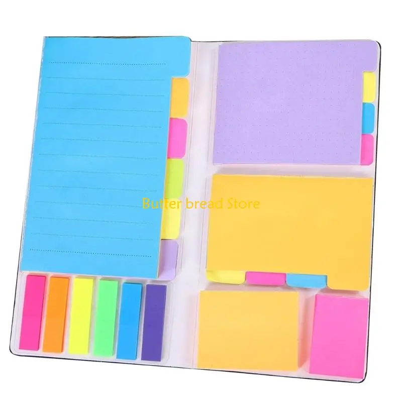 

W89C Leather Planner Adhesive Note Set PU Notebook with Color Coded Adhesive Labels