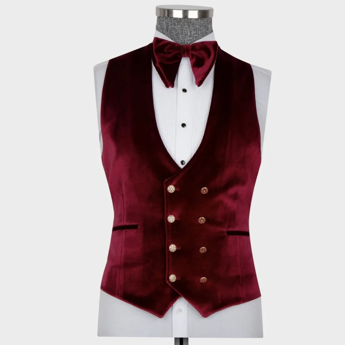 Green Velvet Boy Vests Wedding Party Guest for Kids Attire Waistcoat Dress Birthday Burgundy With Bowtie Slim