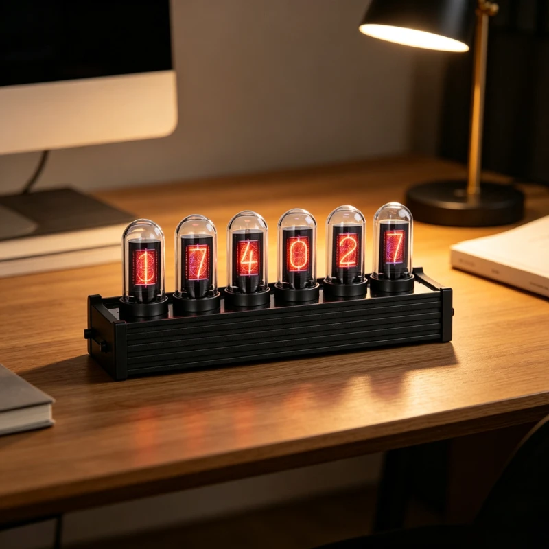 Electronic Digital Table Clock Imitation Glow Tube Desktop Clock Modern Room Creative Design Clocks Retro Home Decor Ornaments