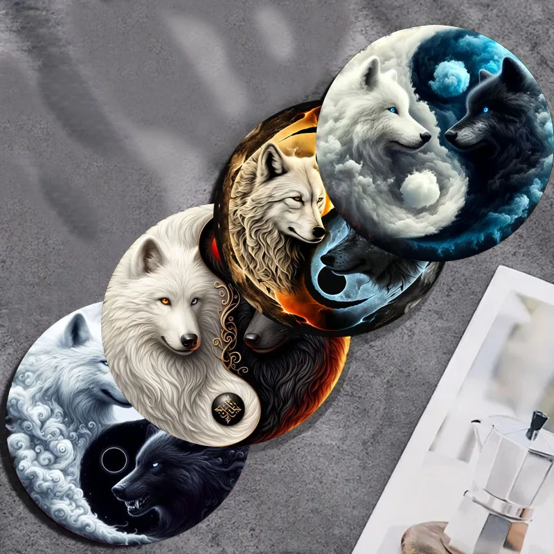 4 Wolf printing coasters, suitable for daily family party de