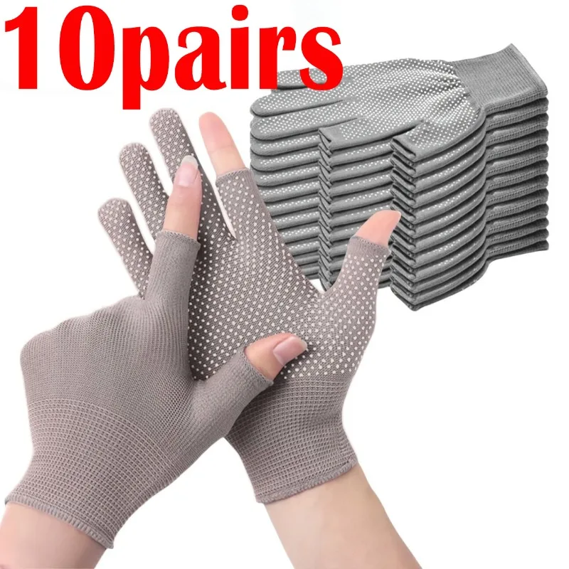 1/5/10Pairs Cycling Gloves Non-slip Touchscreen Half Finger Gloves Nylon Summer Outdoor Fitness Breathable Motorcycle Gloves