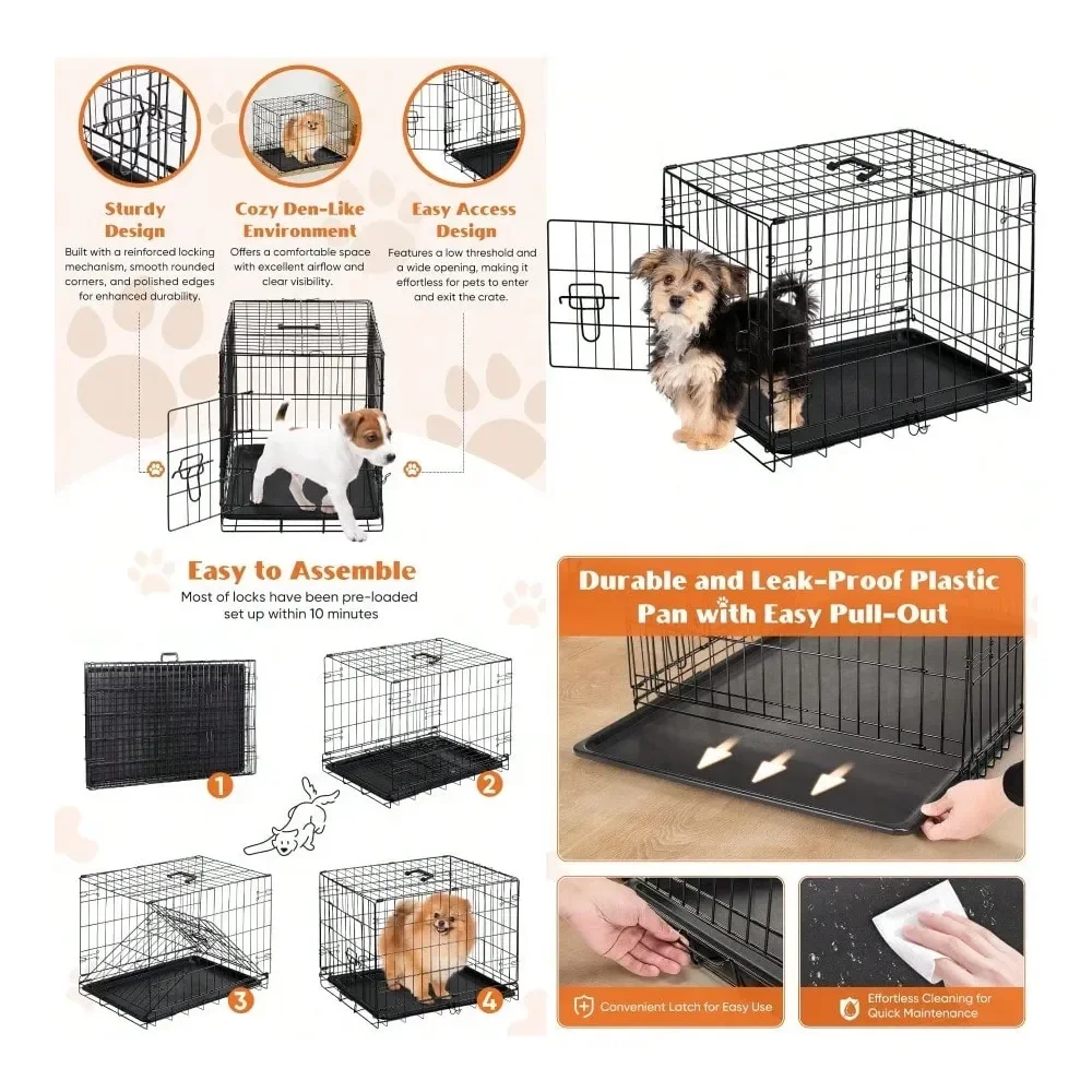 

Dispatch24Inch SingleDoor Dog CrateDurable Metal Pet Kennel With Secure Lock Foldable Design Removable Tray For Easy Cleaning P