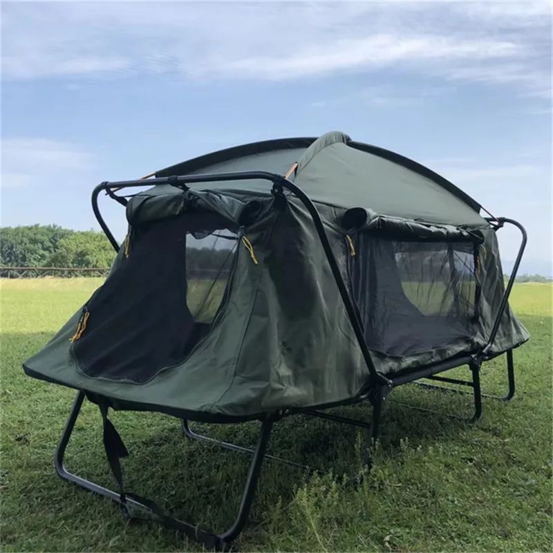 YTYINOEM Outdoor Aluminum Alloy Material 1-2 Person Folding Off The Ground Waterproof And Sunscreen Portable Camping Cot Bed Ten