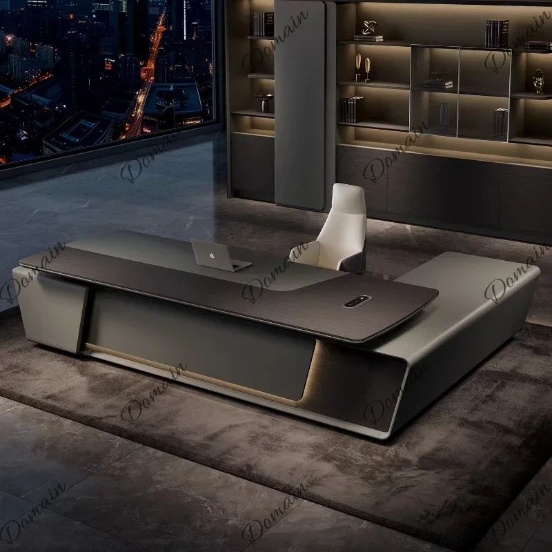 46XX 260 280 300 320cm High End Luxury Computer Desk With Side Cabinet Designer Furniture Office Table Mesa Para Escritório Furn