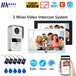 2 Wires Digital Video Intercom System 7/10 Inch Wireless WIFI Video Doorphone Tuya Smart WIFI Doorbell Camera for home Apartment