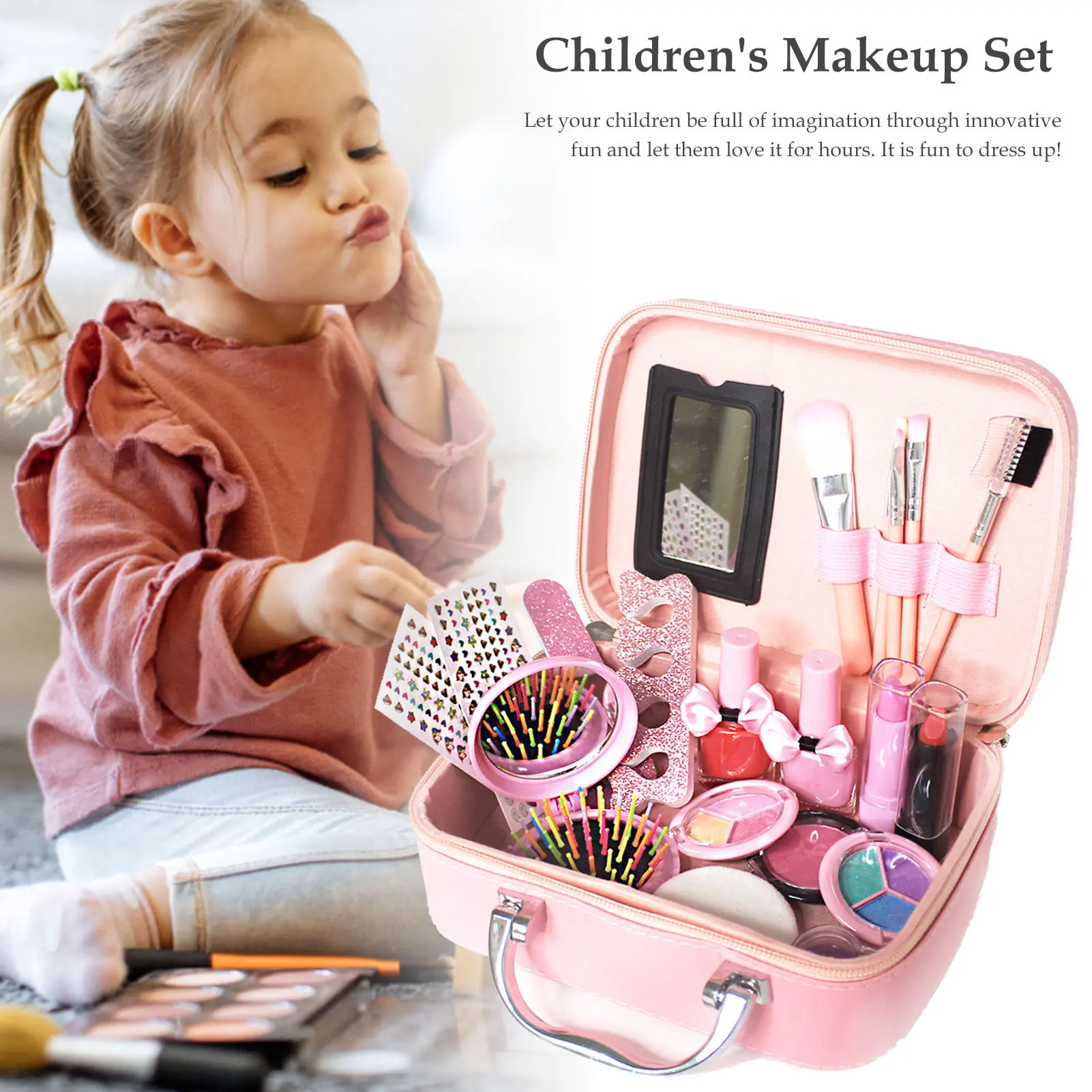 Pretend Spielen Kosmetik Set Schönheit Make-Up Handtasche Kit Mädchen Spielen Haus Nagellack Nagel Make-Up Lippenstift Spielzeug Kinder Geburtstag Geschenk