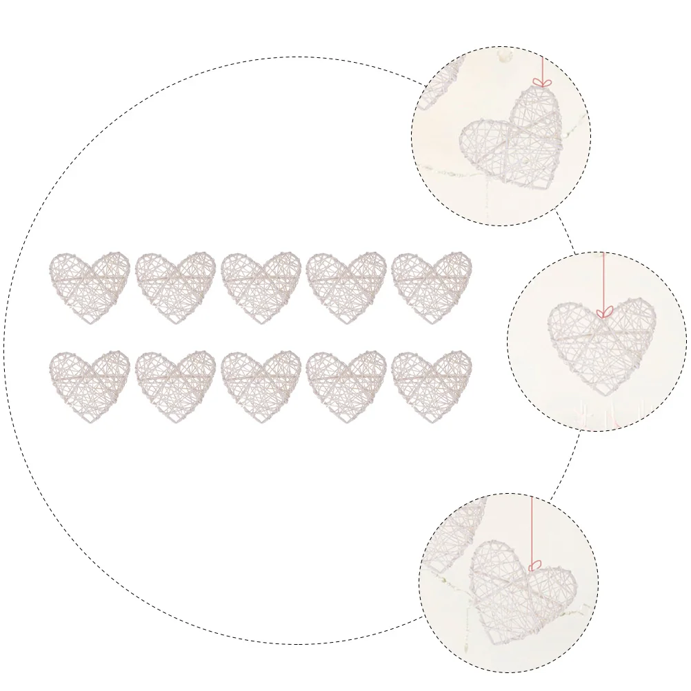 

10pcs Rattan Diy Rattan Ball Heart Wedding Decoration 16CM DIY Party Hanging Ornaments Valentine Home Festive Supplies