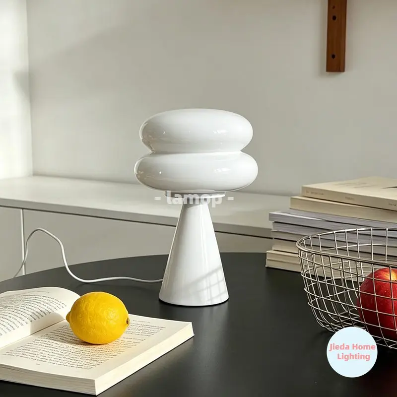 Stacked Shell Glass Table Lamp Modern Layered Bedside Lamp 3 Color Temperature Bedroom Study Decor Table Lamp