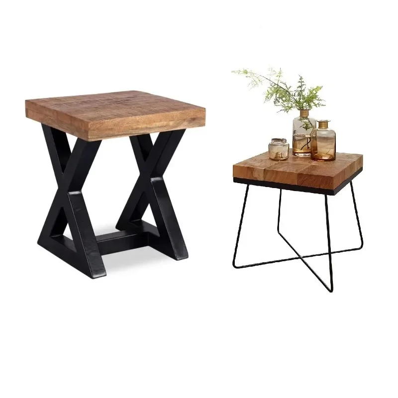 Antique finished product Classic metal side table Solid wood round table with Peeler style Luxury living room Casting technology
