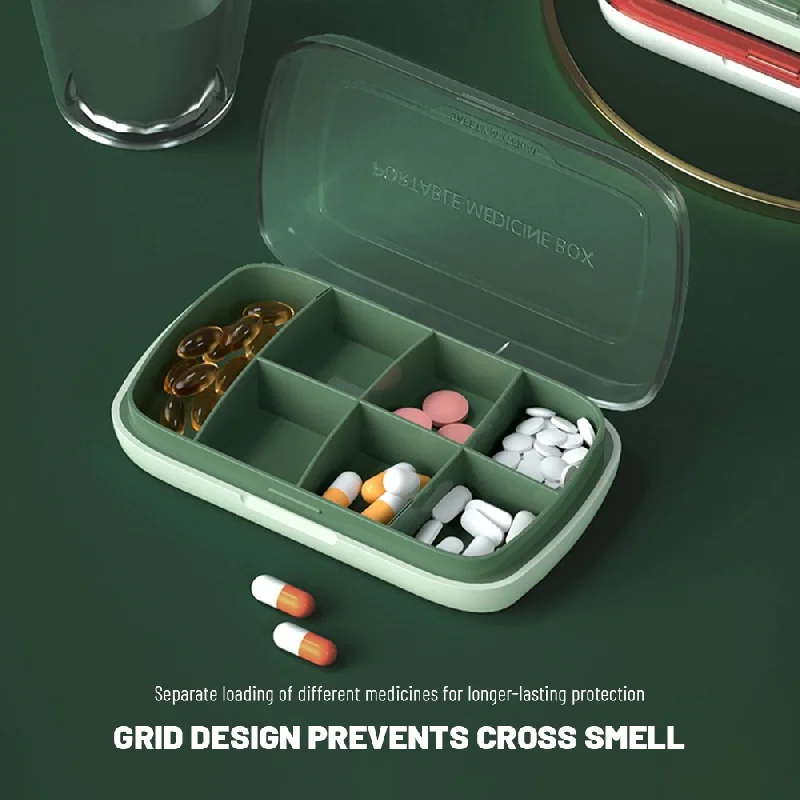 Sieben-Fächer-Pillenorganizer, wöchentliche Tabletten-Aufbewahrungsbox, Reiseetui, Medikamentenspender, feuchtigkeitsbeständige Pillendose