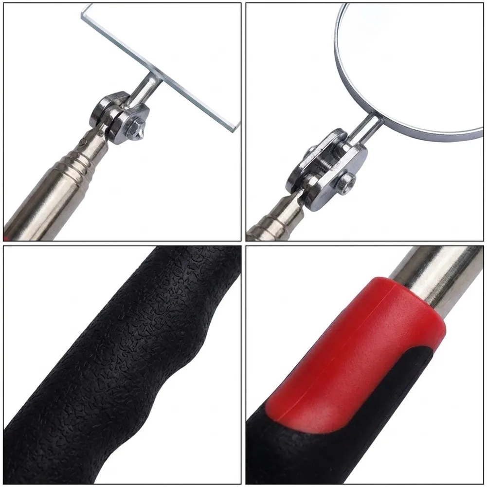 3 Piece Adjustable Inspection Mirror Set 360 Rotatable Telescopic Handle For Auto Repair Vehicle Maintenance Hand Tools