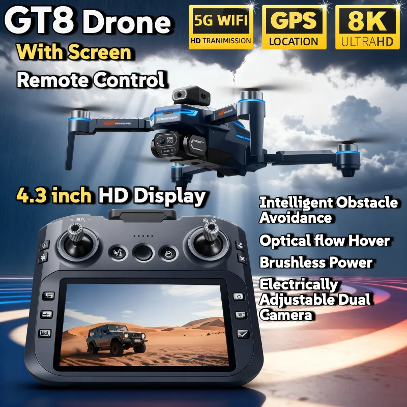 حار ل Xiaomi GT8 الطائرة بدون طيار 4K المهنية كاميرا مزدوجة FPV GPS فرش السيارات التدفق البصري تحوم للطي كوادكوبتر 8K RC درون #6