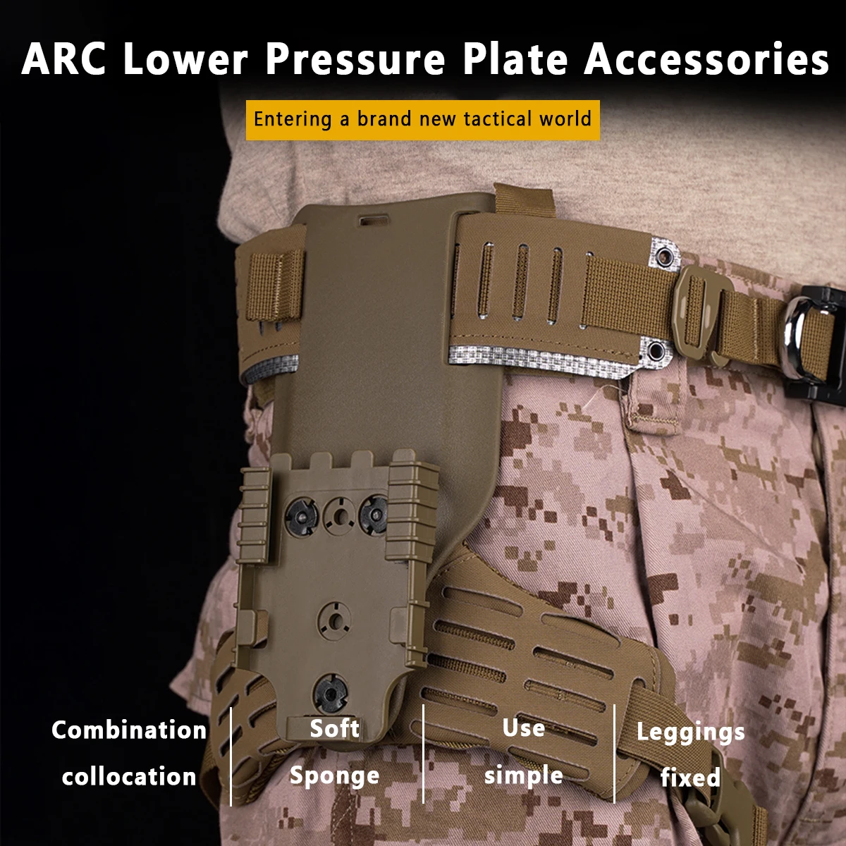 

Tactical 3-Hole Side Kick Holster Pad ARC Lower Plate Accessories for UBL MHA QLS MOLLE Leg Band Hunting Airsoft Quick Pull Draw