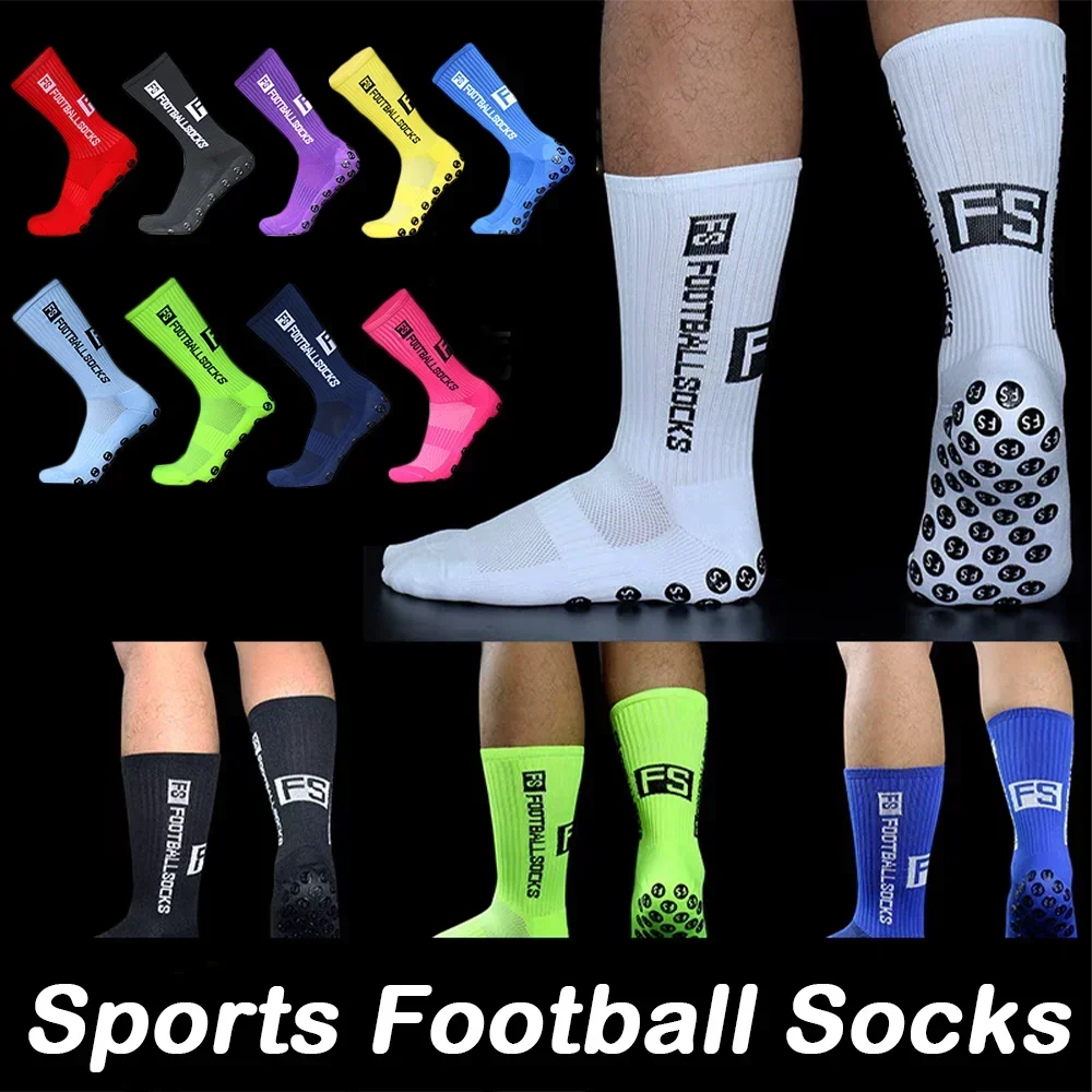 

1Pair Football Socks Round Silicone Suction Antislip Soccer Socks Athletes Professional Game Training Socks Men Women