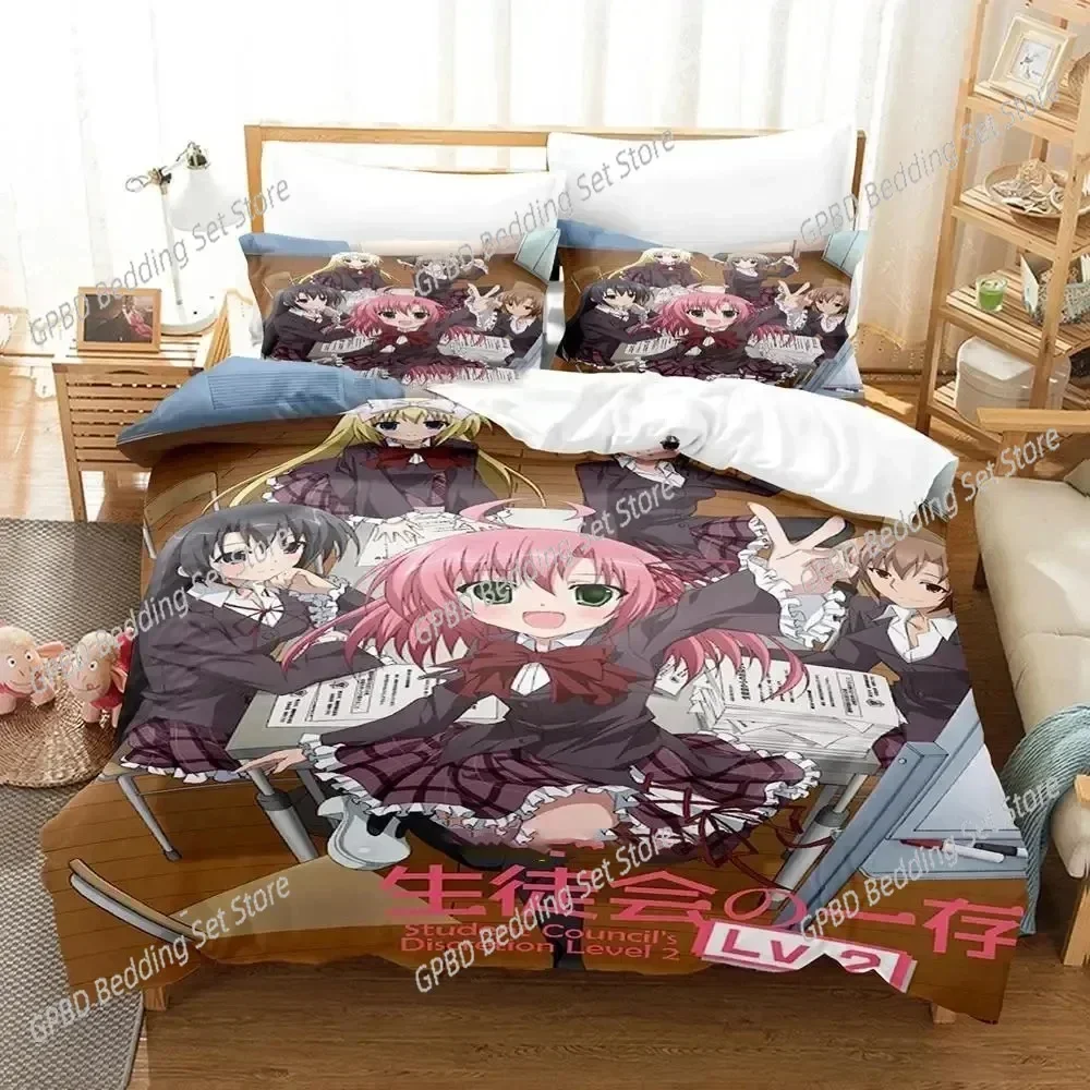 Anime Student Councils Discretion 3D Bedding Set Duvet Cover Pillowcases Single Twin Full Queen King Size Home Decor Quilt Boys