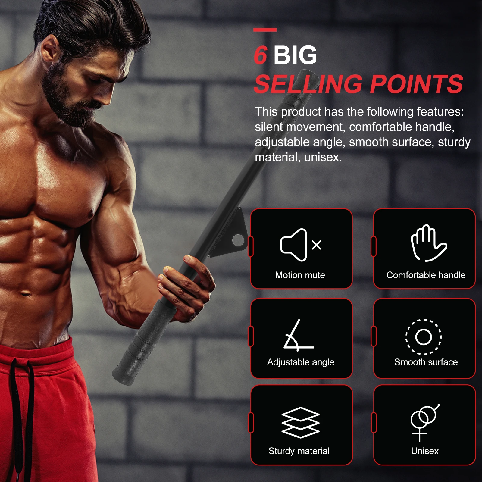 

1 Set Integrated Fitness Arm Biceps Triceps Muscle Trainer Straight Pull Rod Durable Material Compact Portable Size Great Gift