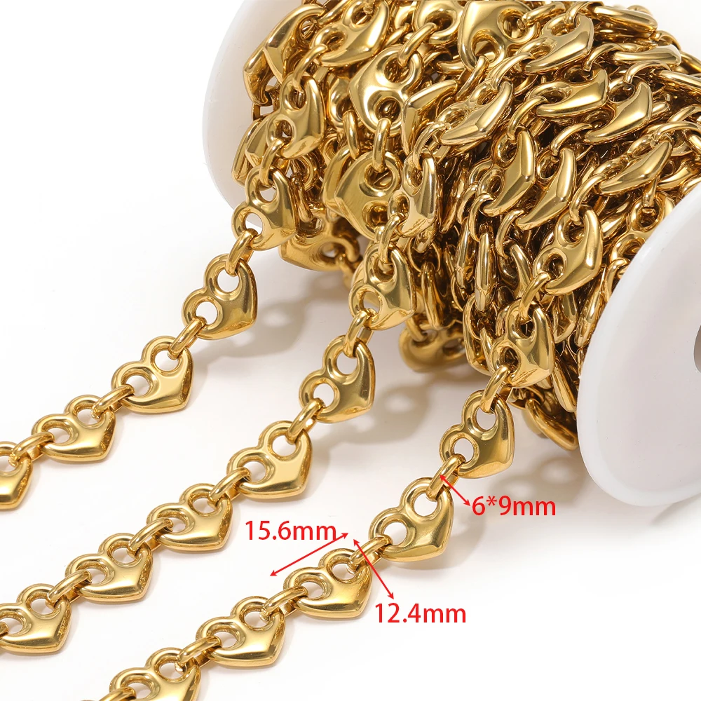 1 meter roestvrijstalen grote hartkettingen vergulde kettingen voor doe-het-zelf punk sieraden maken handgemaakte ketting armband benodigdheden
