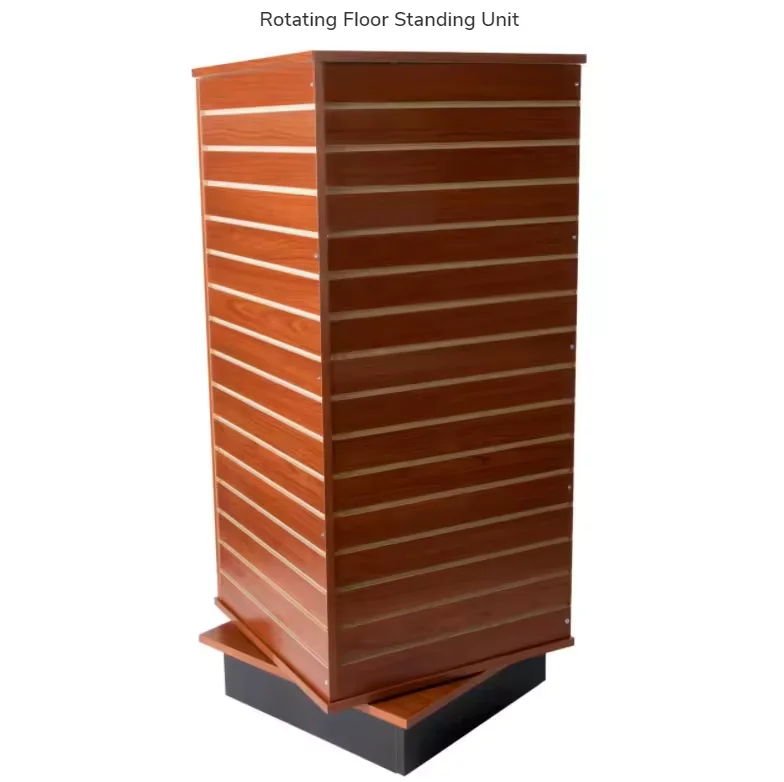 Custom.HIKUYA 4 Sides MDF Store Wood Slatwall Hanging Bag Display Stand Rack Backpack Display Stand Slatwall Rotating Display Ra