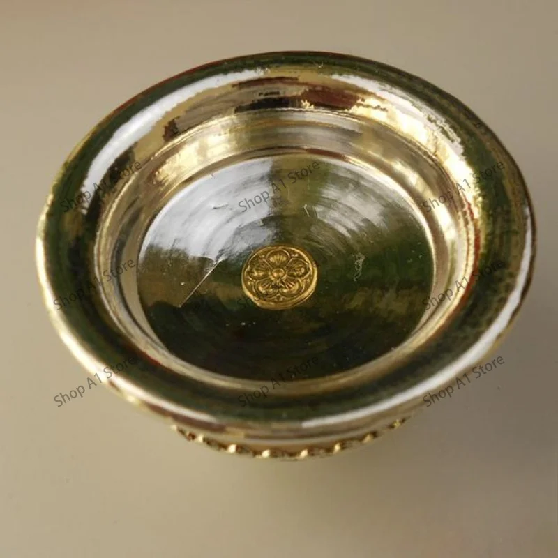 White Copper Hand‑Carved Kung Fu Teacup, Dali Stone‑Bag Style Small Copper Tea Wine Drinking Cup