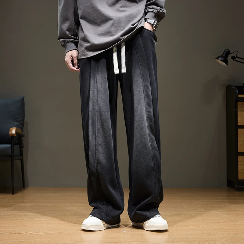 

Spring and autumn for men wide-leg jeansloose high-end denim straight leg American retro student casual trousers for teenagers