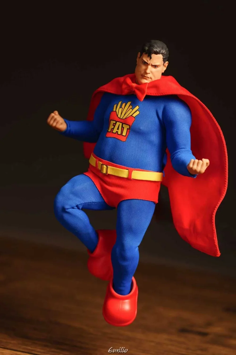【Clothing Only】Handmade 1/12 Blue Jumpsuit Red Shorts Cloak Boots Set Accessories for 6inchs NT-03 Action Figure Body Model view 4