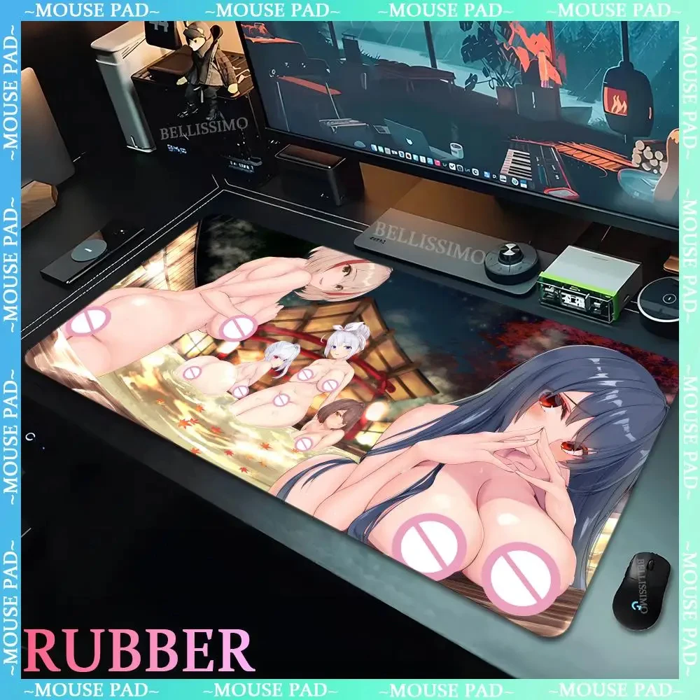 Rubber Anti-slip Mouse Pad XXL HD Print Anime Sexy Girl Big Breast Gamer Keyboard Pad Nude Large Mouse Desk mat Otaku Mouse Pads