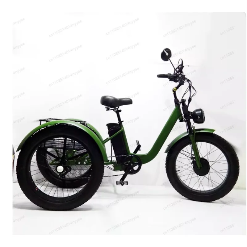 24inch Adult Electric Cargo Tricycle bike 3 wheel Fat tire bicycle scooter motorized electric tricycles E trike for transport