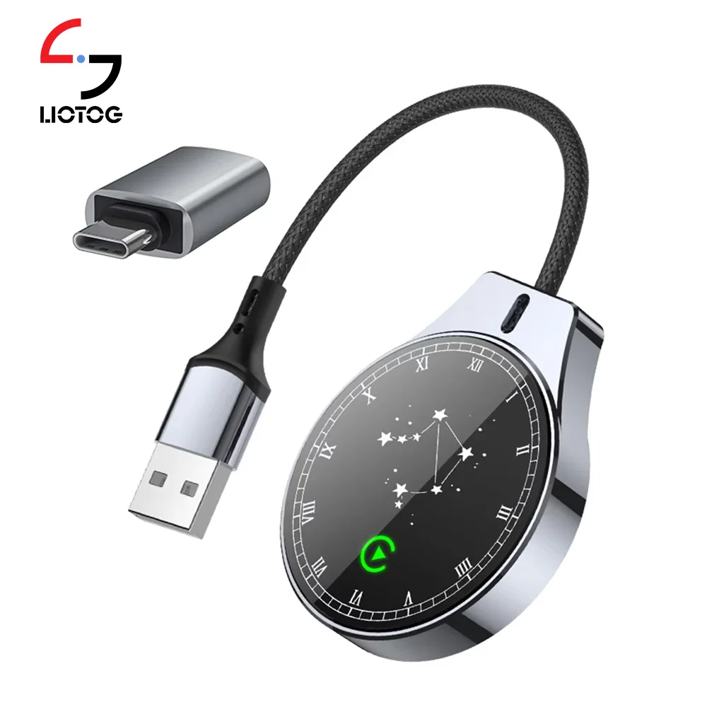 New 2 in 1 Carplay Wireless Android Auto Mini Adapter 5G/Wifi Connetion for iPhone/Andriod Cellphone Wired to Wireless