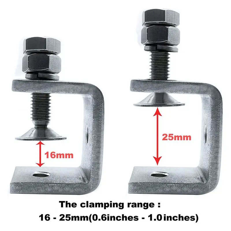DT17 8PCS 16-25mm Heavy Duty Woodworking C-Clamp Set, 304 Stainless Steel Tiger Clamp G-Clamp for Welding Carpenter Tools