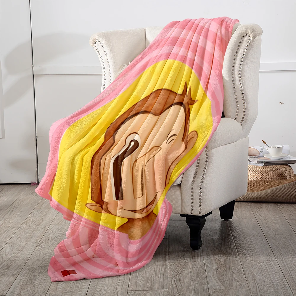 Winking Monkey Cartoon Flannel Blanket Soft Cozy Throw Blanket for Bed Sofa Couch Fuzzy Plush Bed Cover