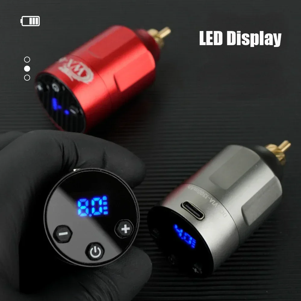RCA/DC Interface Wireless Tattoo Power Supply Fast Charging 1300mAh WX-6 Portable Mini Battery Tattoo Pen Machine Accessories