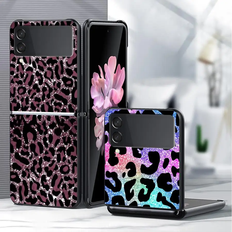 Color Leopard Print Case for Samsung Galaxy ZFlip4 Z Flip 7 6 5 4 3 ZFlip7 FE ZFlip5 ZFlip6 ZFlip3 Hard Phone Cover