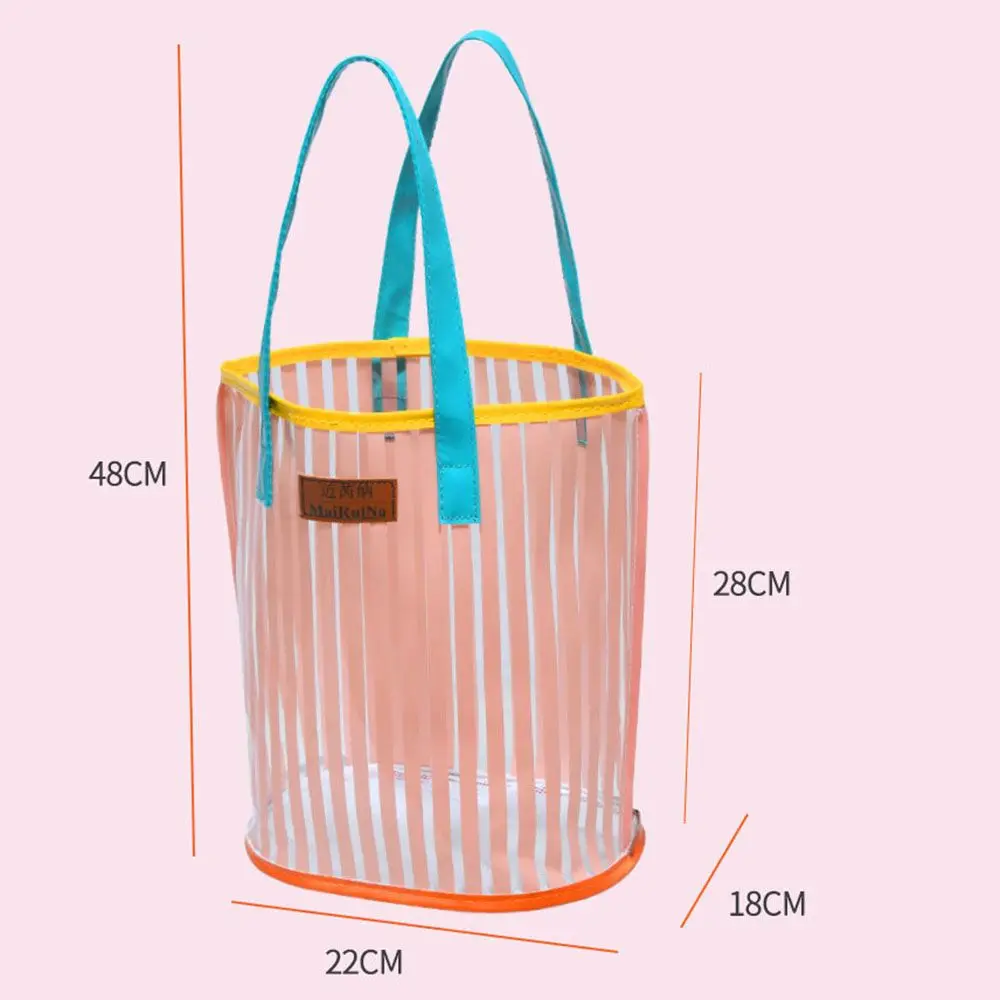 Bolsa de maquiagem de grande capacidade para mulheres, organizadora feminina, bolsa de viagem, bolsa de praia, bolsa listrada, armazenamento, moda