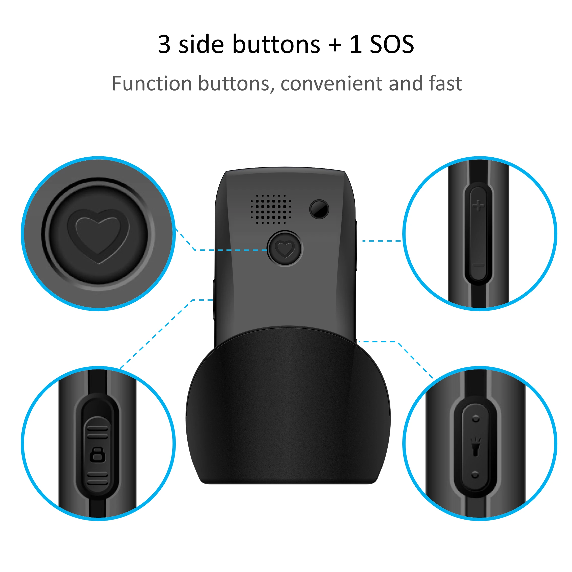 Artfone C1+، هاتف محمول 2G لكبار السن، هاتف أساسي، شريحة مزدوجة، زر SOS، خط كبير، قاعدة شحن، بطارية 1800 مللي أمبير في الساعة