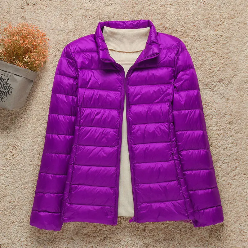 Plus Size Light Down Jacket Women Inner Cloth Autumn Winter Slim Short Stand Collar Warm White Duck Down Coat Women Outerwear