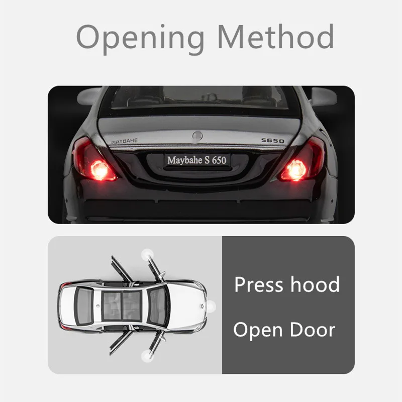 New 1:32 Maybach S650 Alloy Car Model Diecasts Metal Toy Vehicles Car Model Simulation Sound and Light Collection Kids Toy Gift