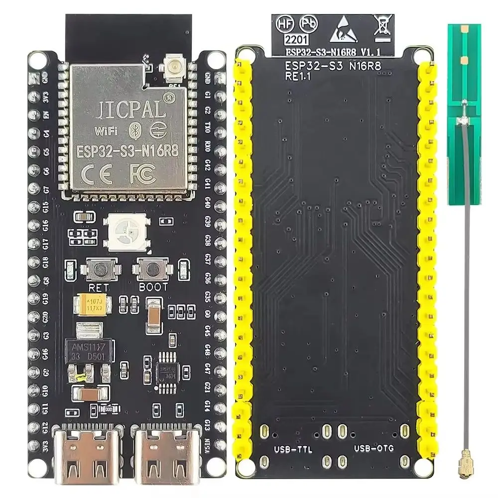 placa-de-desenvolvimento-esp32-s3-devkitc-1-modulo-bt-24g-wifi-para-arduino-8mb-psram-16mb-flash-n16r8-42pin-esp32-s3-ch340c-tipo-c
