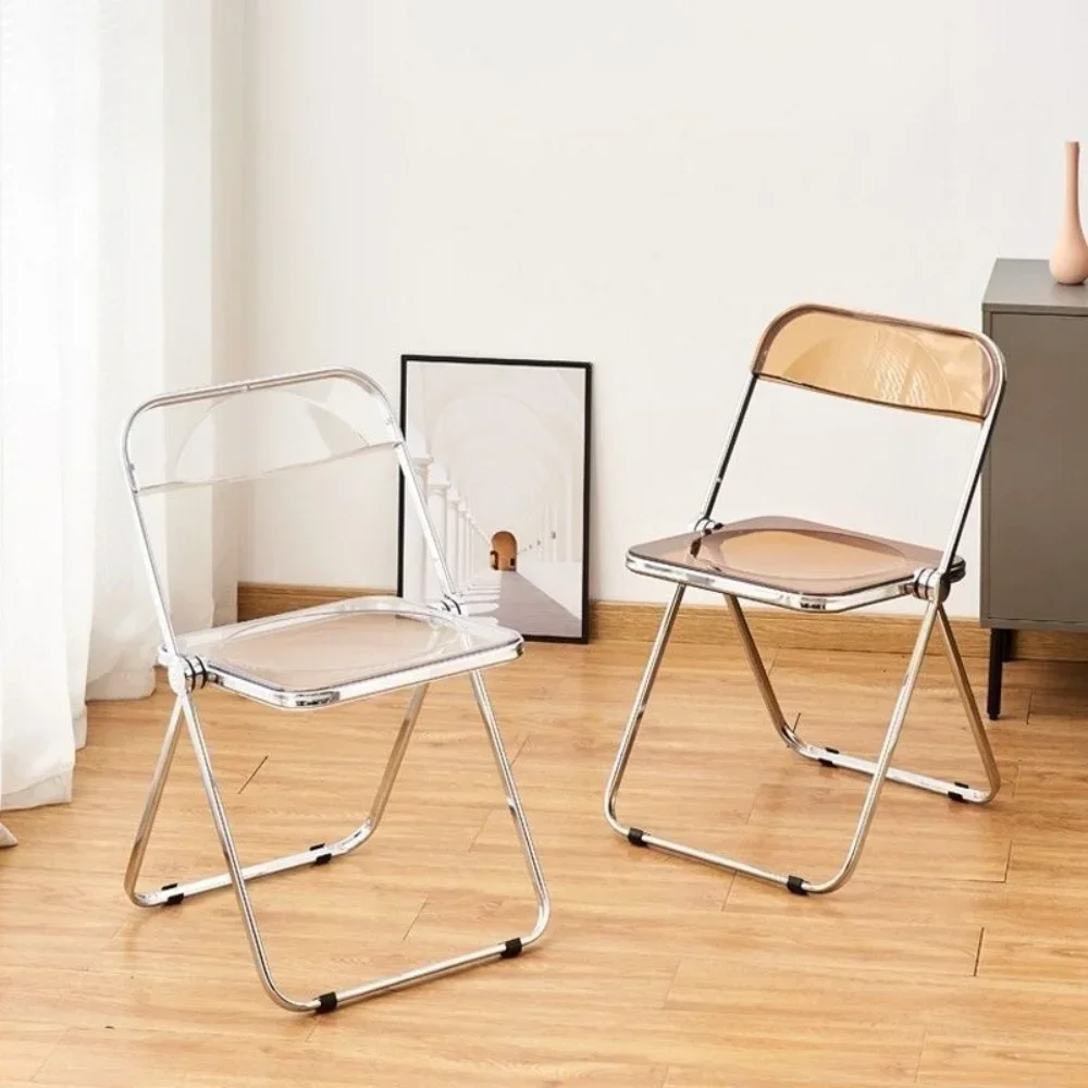 Transparent Fashion Folding Chairs Combination Modern Simple Portable Furniture Chair Acrylic North Europe Folding Dining Chair