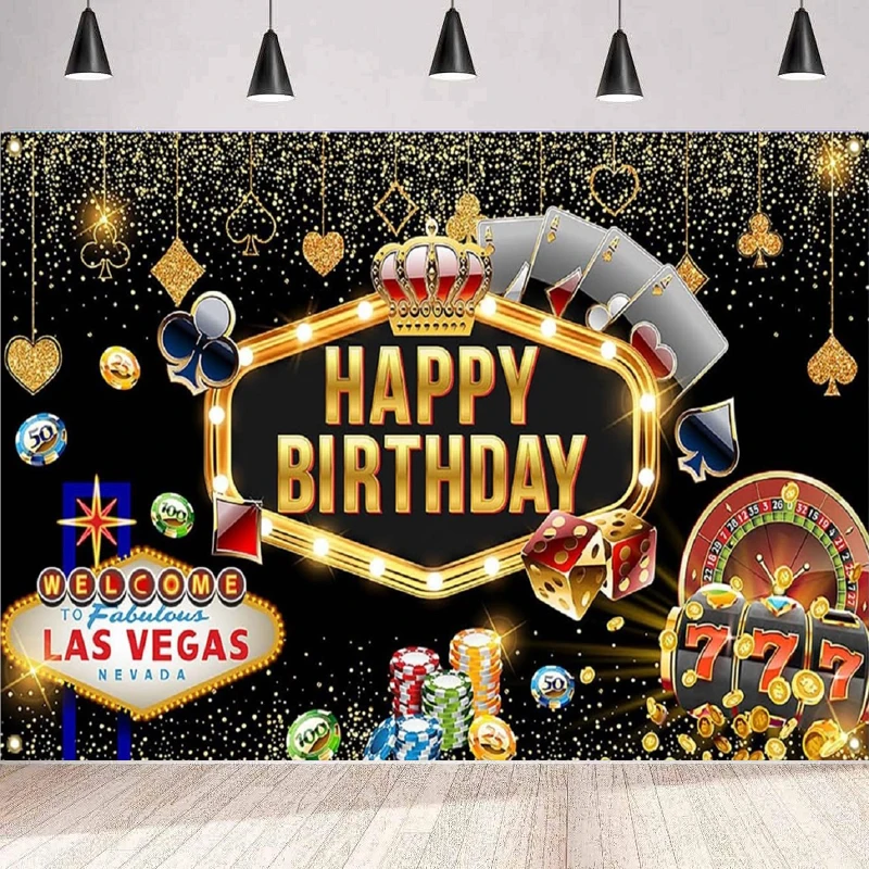 

Photography Backdrop Las Vegas Casino Night Birthday Background Banner Casino Sign Home Party Backdrop Wall Banner Poster Decor