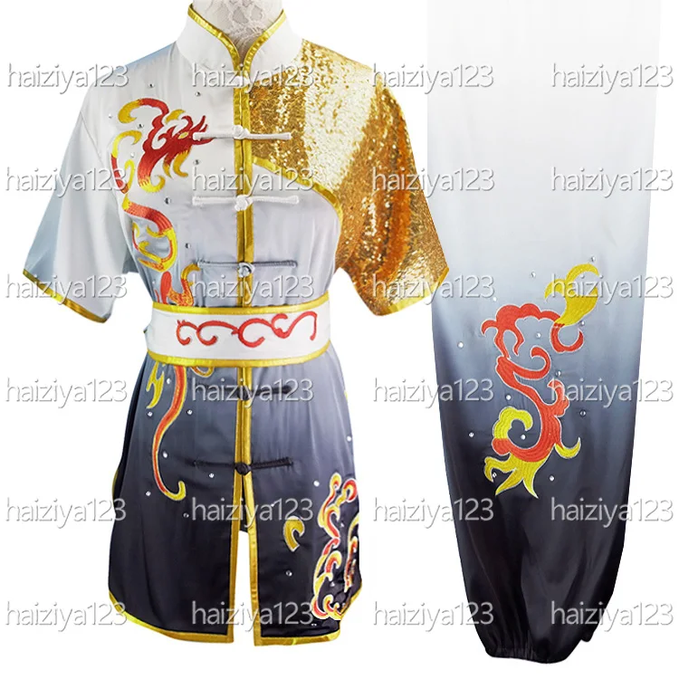 

Embroidered clouds Wushu uniform Kungfu clothes Martial arts suit garment Changquan costume for men women kids boy girl adults