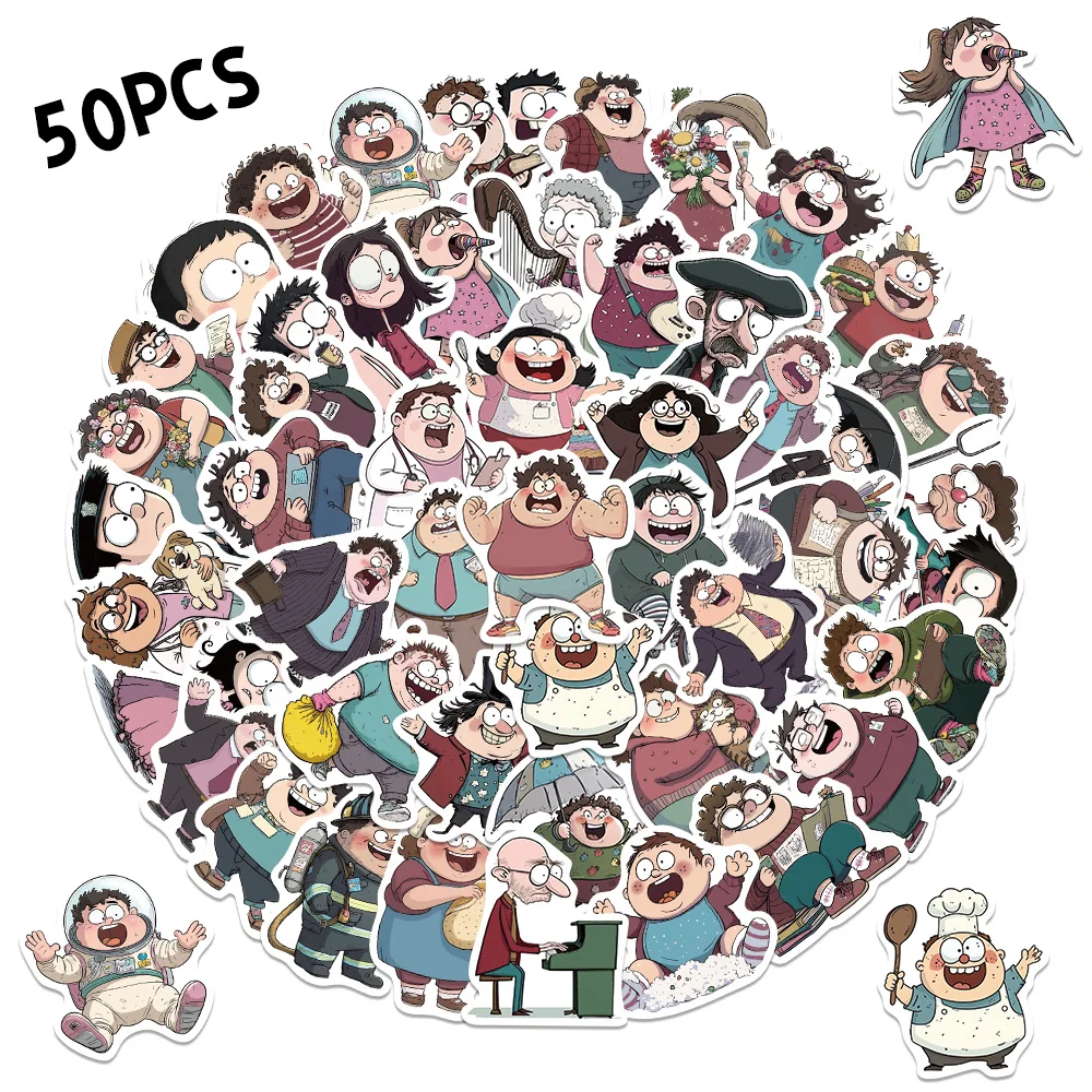 50 قطعة من ملصقات شخصيات الرسوم المتحركة الكرتونية، ملصقات مضحكة لسجل القصاصات، مجلة الهاتف المحمول، كتيب الأمتعة، ملصقات تزيين