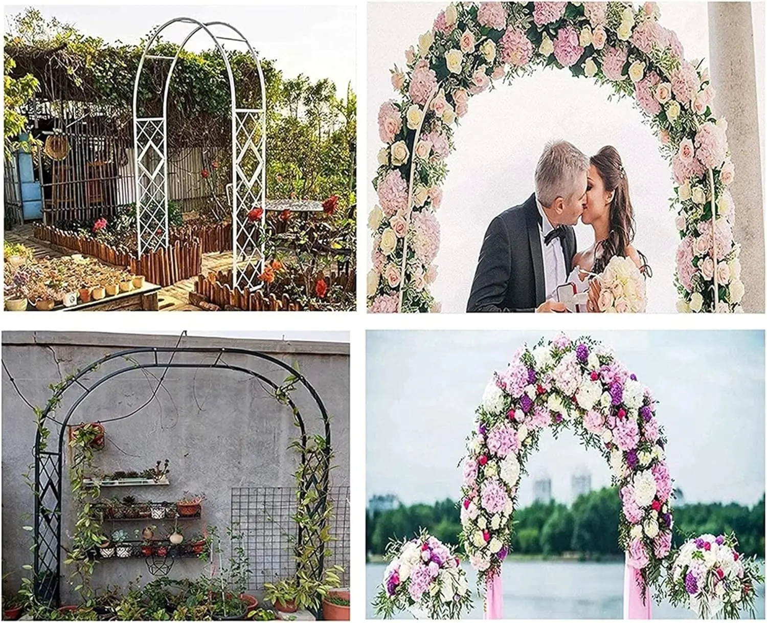 

Metal Garden Arch Arbor Heavy Duty Garden Arch Arbor,Galvanized Metal Rose Arches Wedding Party Decoration with Base,