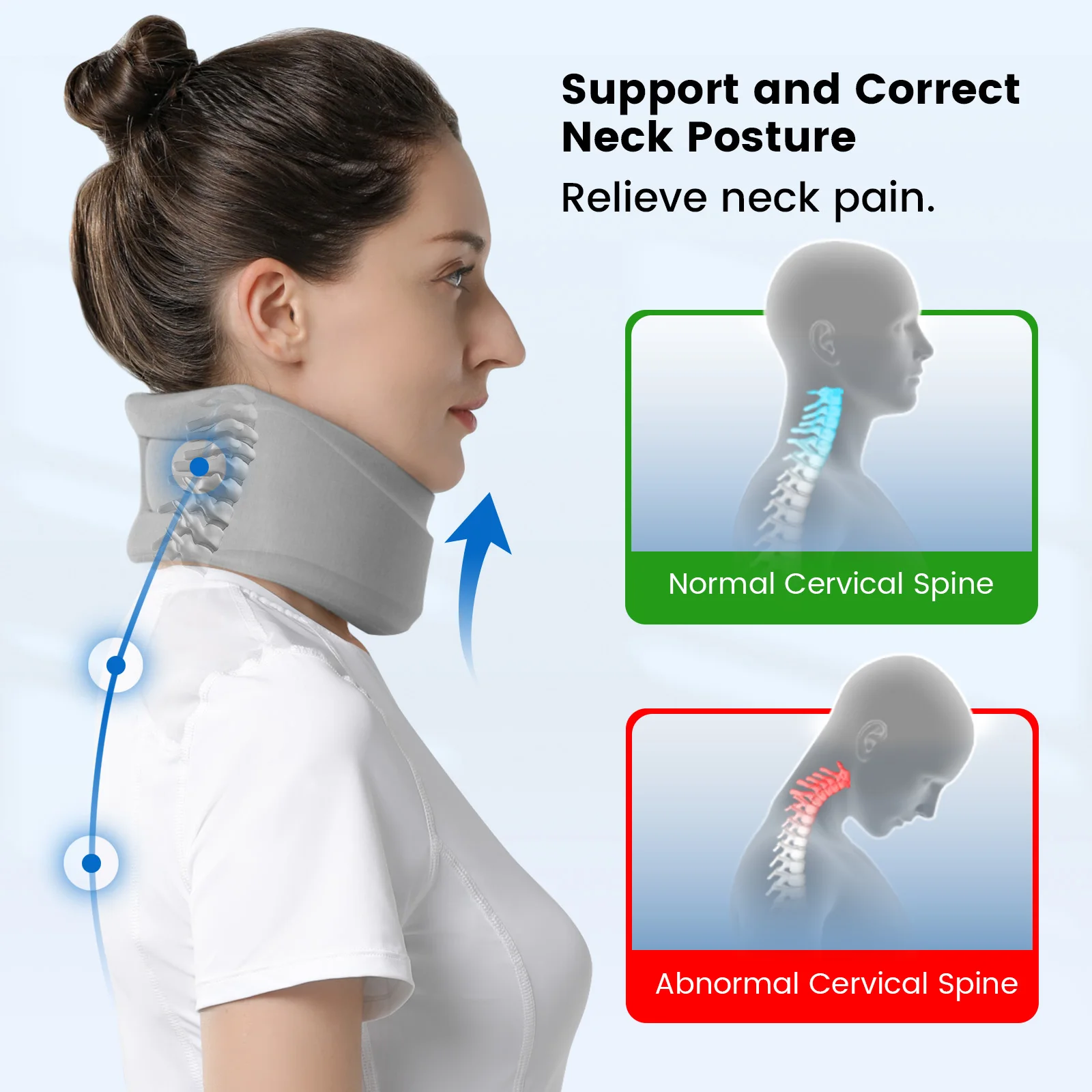 VELPEAU Neck Support Brace for Neck Pain, Adjustable and Soft Cervical Collar for Sleeping, Snoozing, Relieve Spine Pressure