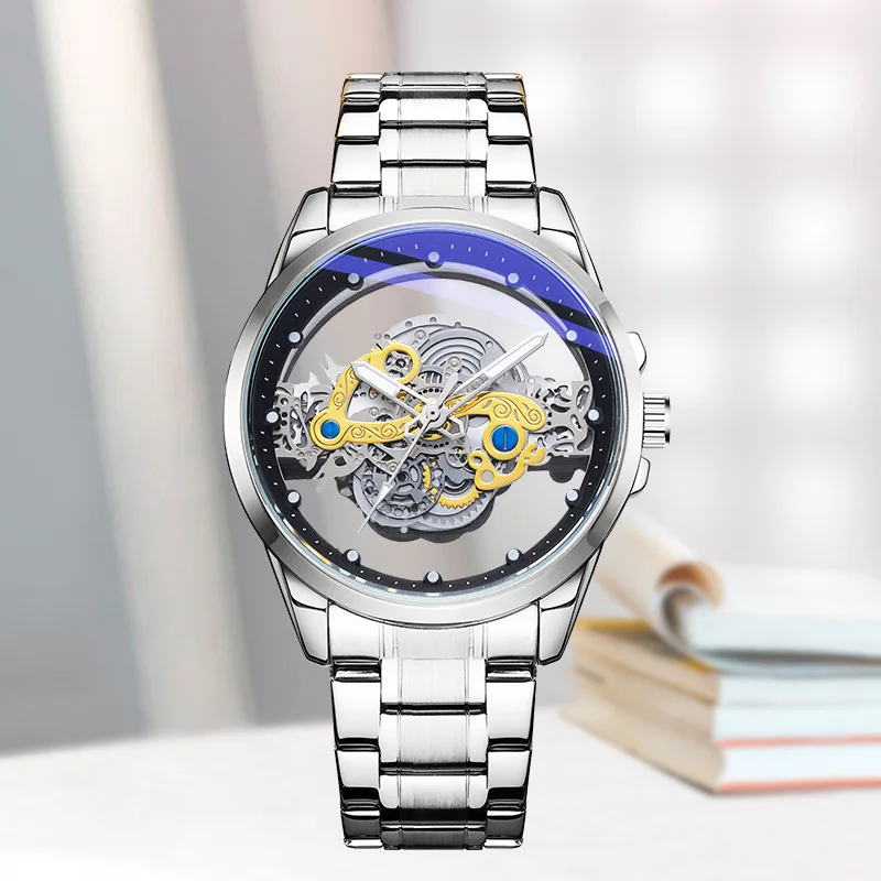 

UTHAI BK139 Double-sided Hollow Steel Strip Men's Watch Casual Fashion Business Versatile Calendar Waterproof Quartz Watch